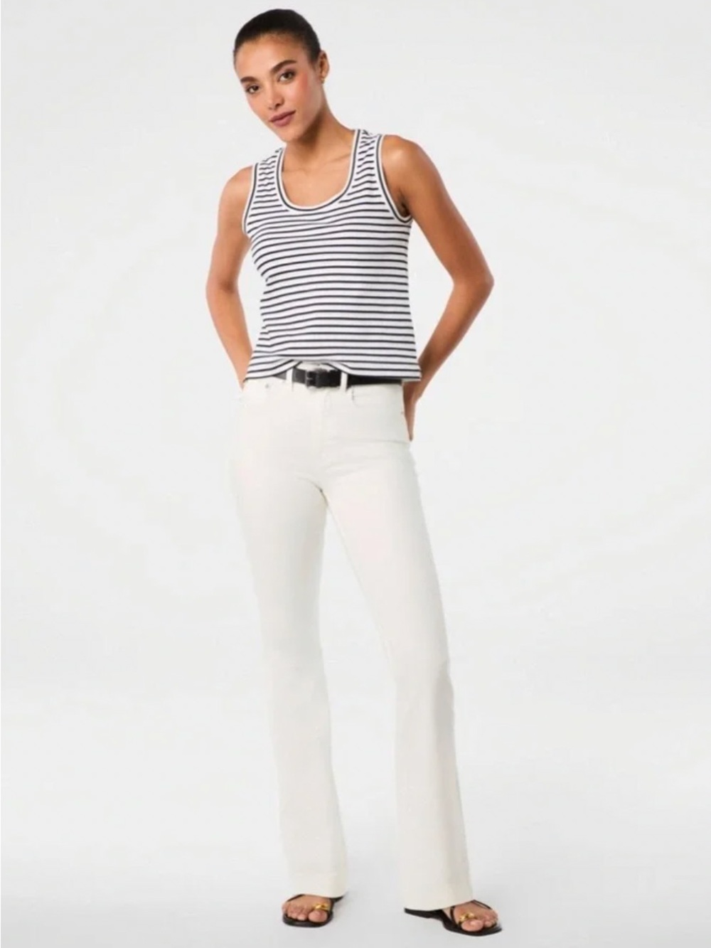 Spanx Sculpt ReDefine Flare Jean in Linen Sz 8